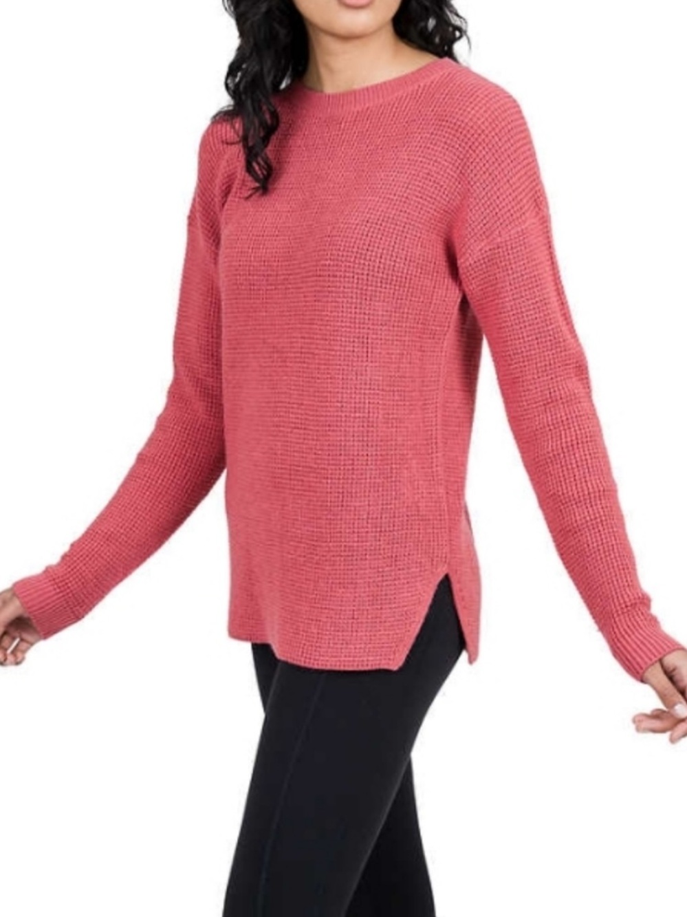 Merino Wool Blend Kersh Waffle Knit Sweater Crewneck Size Large Fall Winter